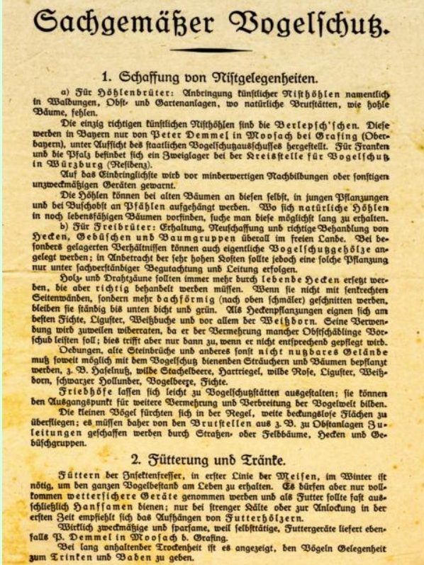 So wurde Vogelschutz früher betrieben.